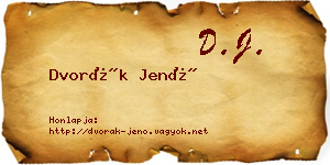 Dvorák Jenő névjegykártya